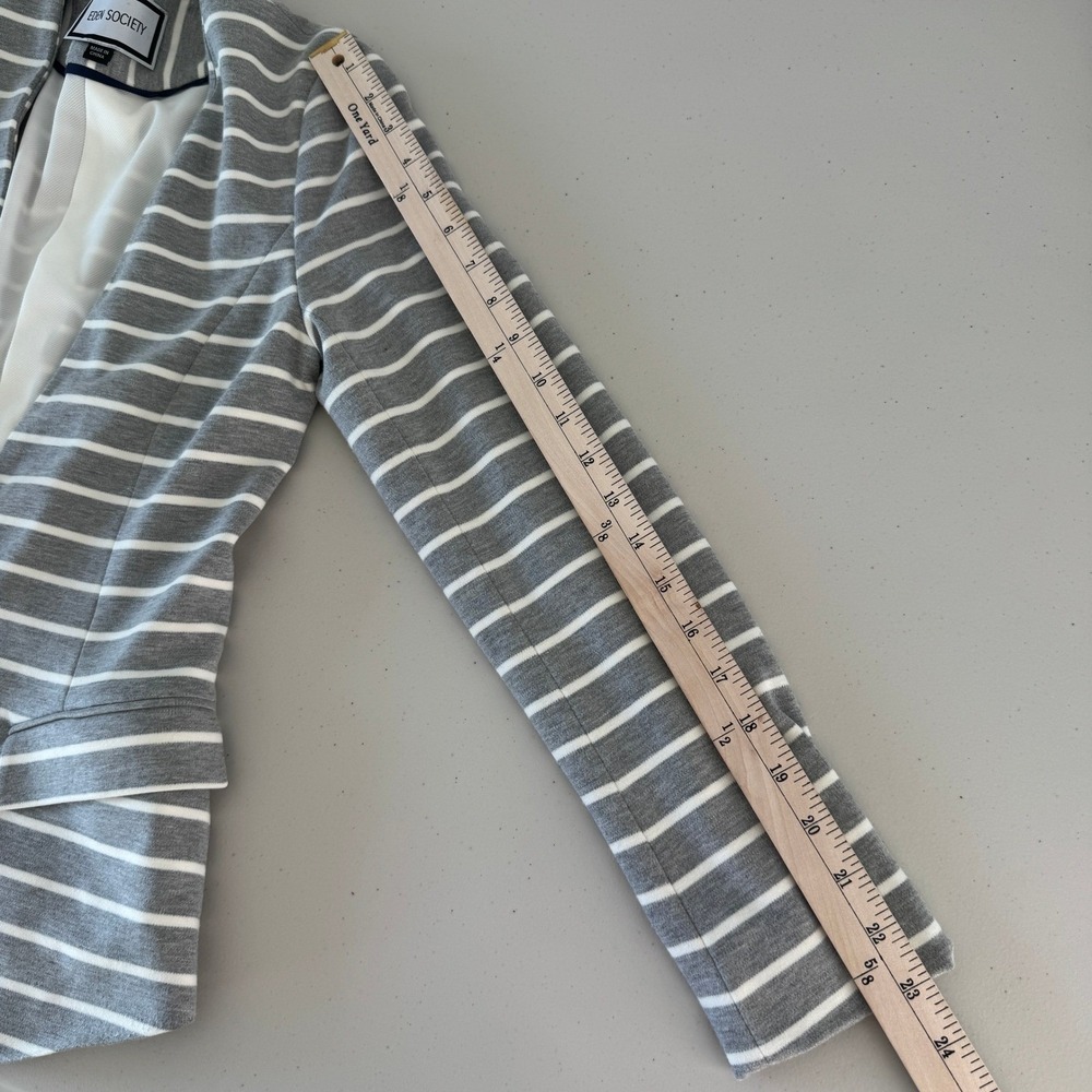 Eden Society Blazer Womens Small Gray White Striped Cotton Blend Knit Workwear - Picture 11 of 14
